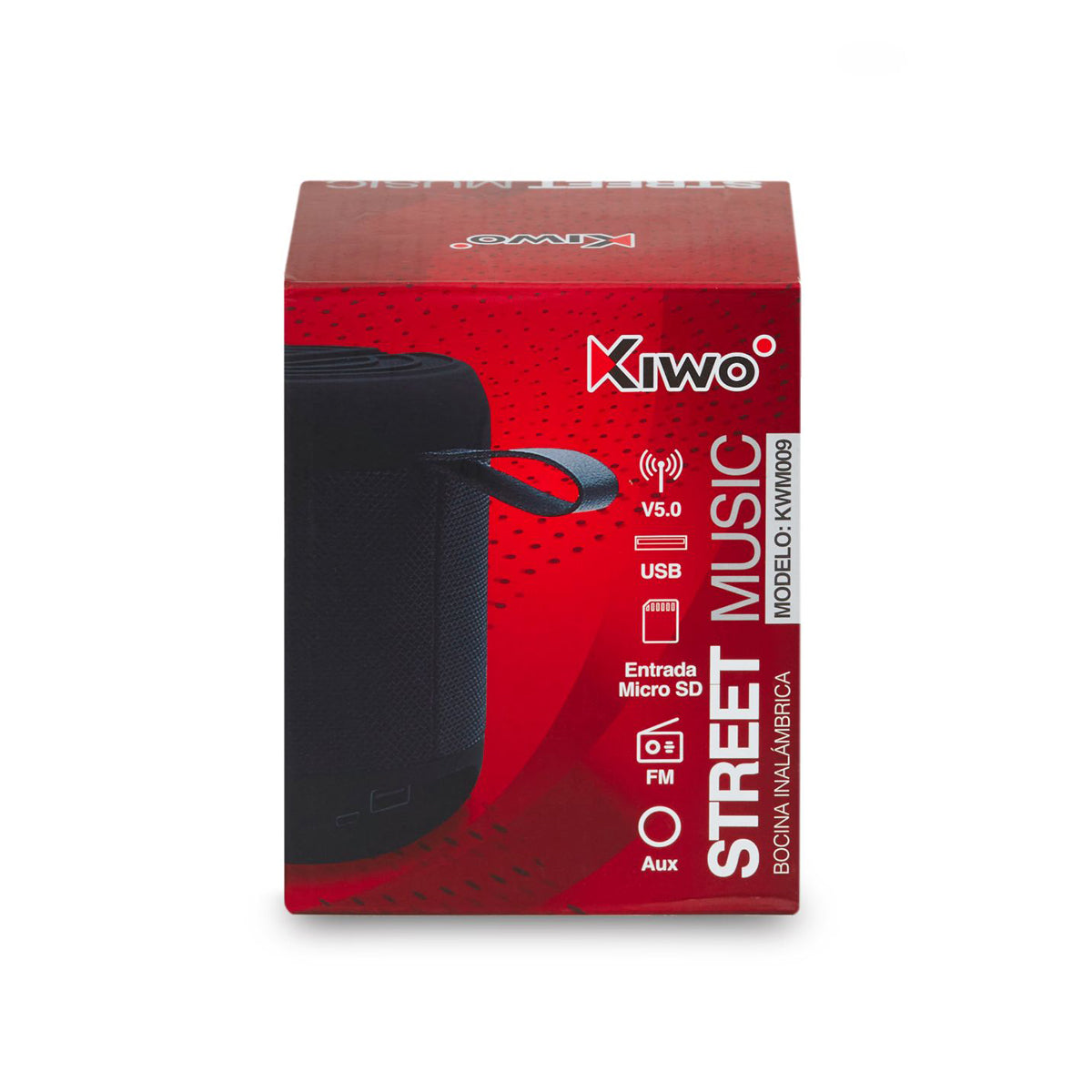 Bocina Portátil Street Music con Soporte para Celular, Kiwo, Color Negro