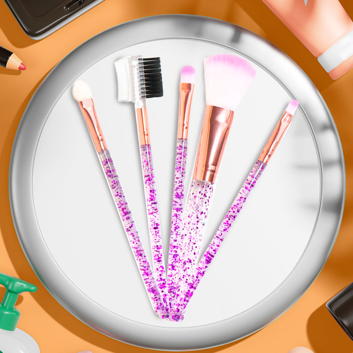 Kit de Brochas para Maquillaje, 5 pzas