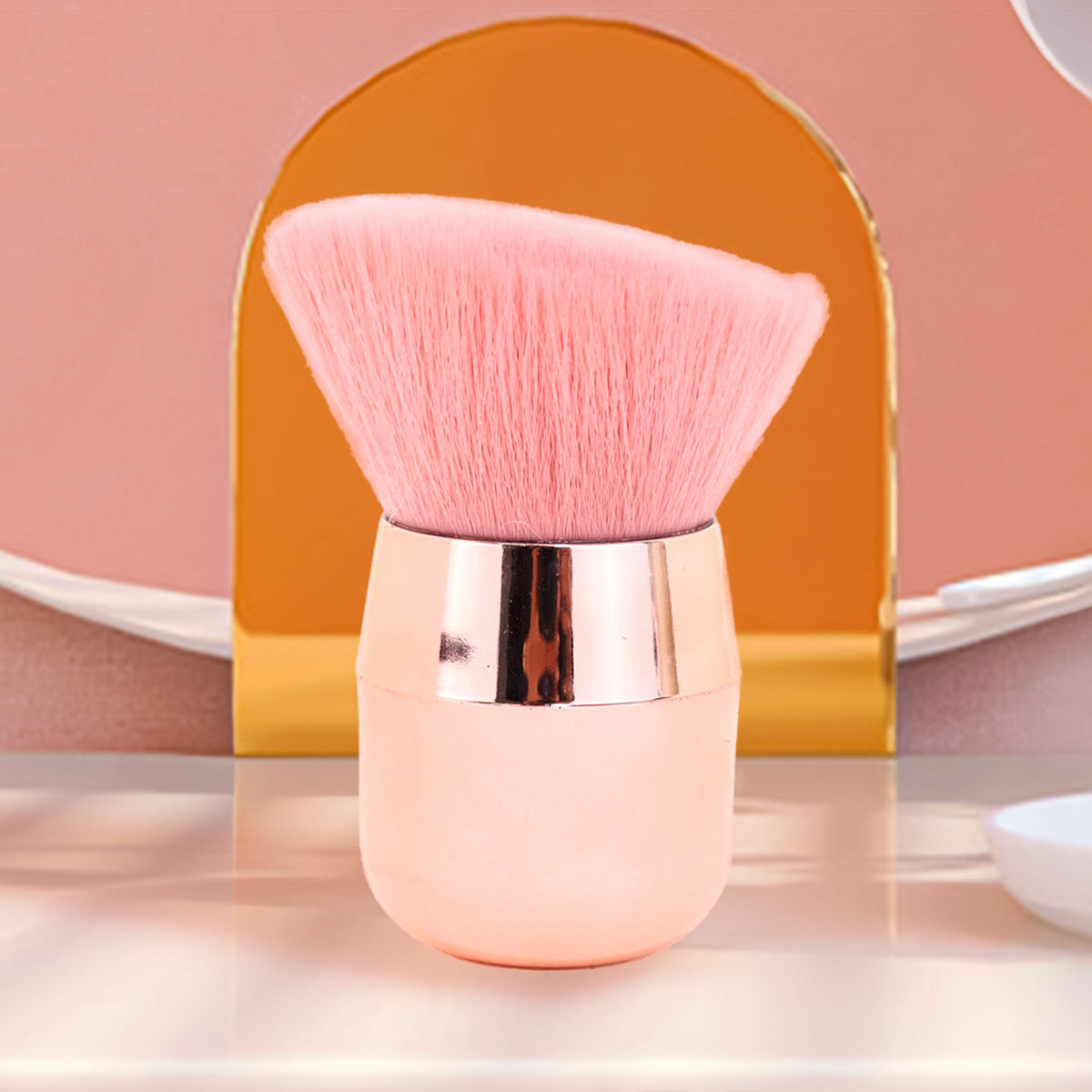 Brocha Cuadrada Rosa Multifuncional para Maquillaje y Manicura