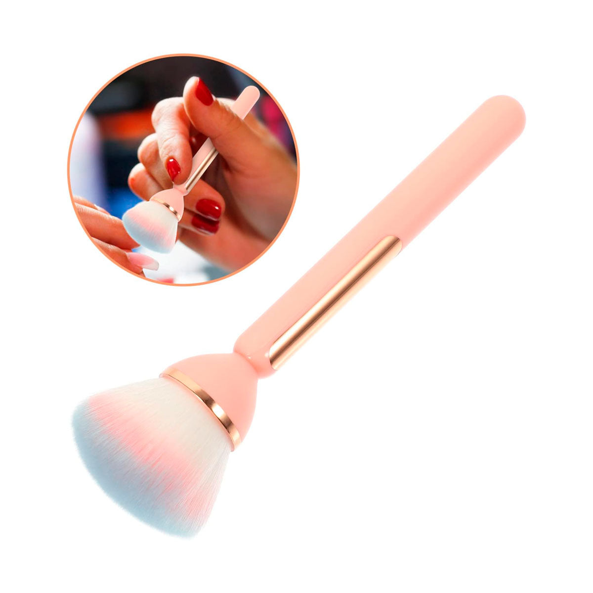 Brocha de Maquillaje para Rubor y Polvos Sueltos, Color Rosa