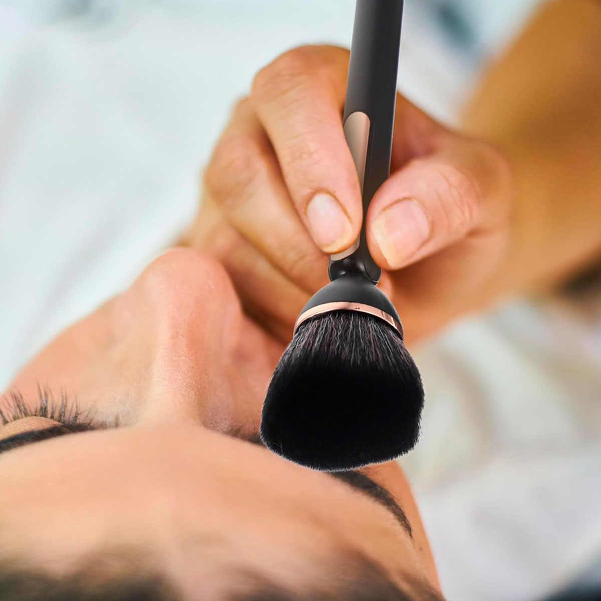 Brocha de Maquillaje para Rubor y Polvos Sueltos, Color Negro