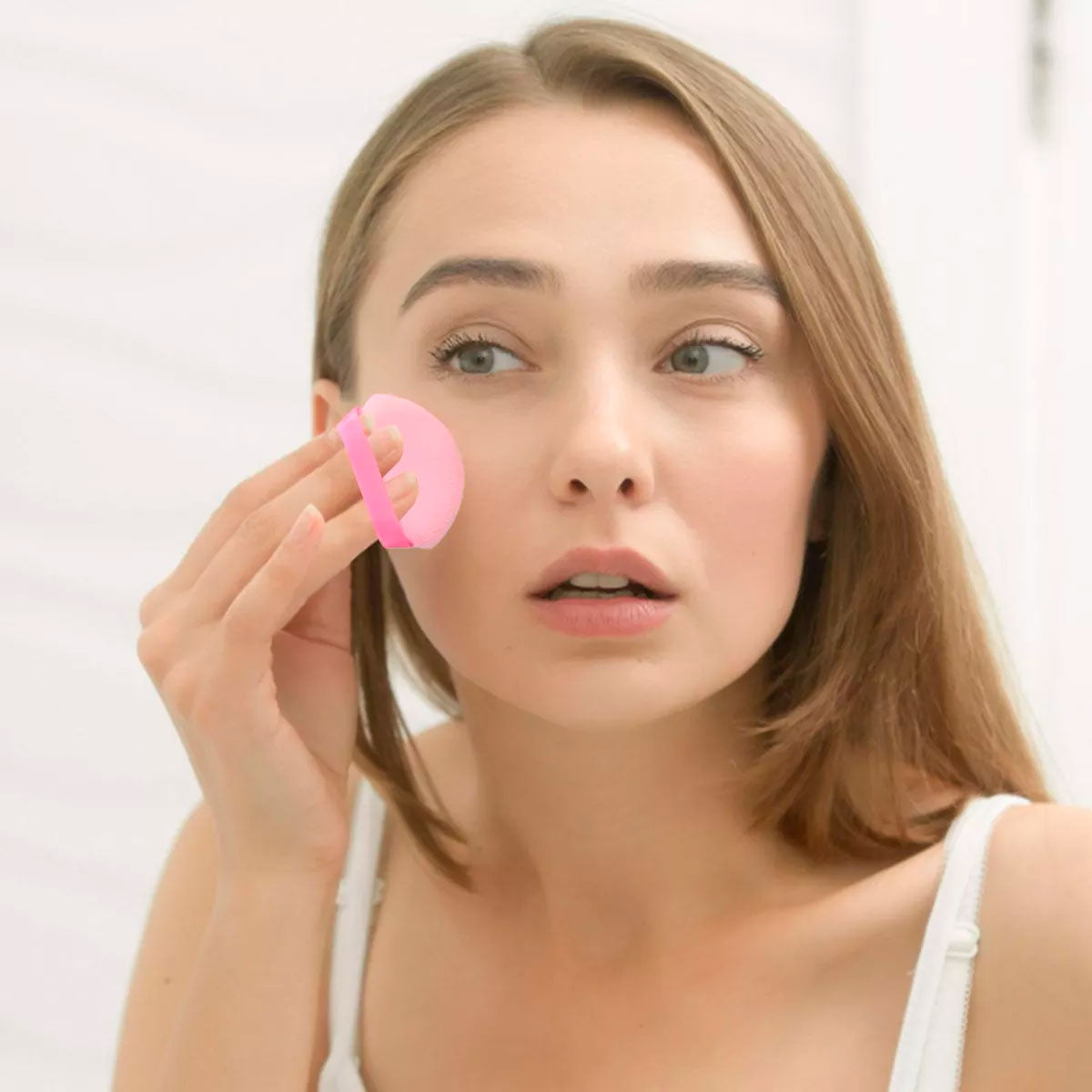 Kit de Esponjas y Borlas de Maquillaje, Color Rosa