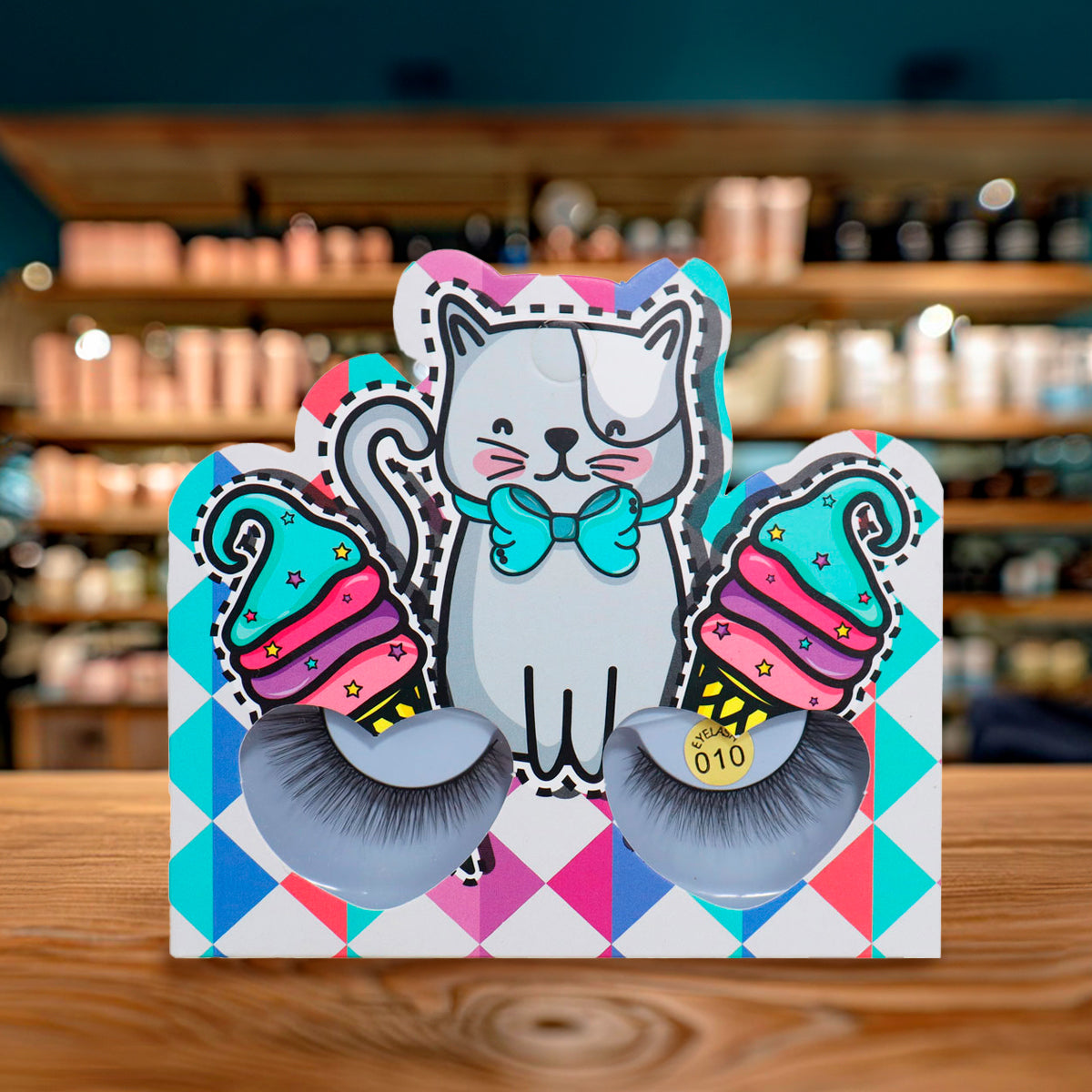 Pestañas Postizas, Empaque Gatito con Helados