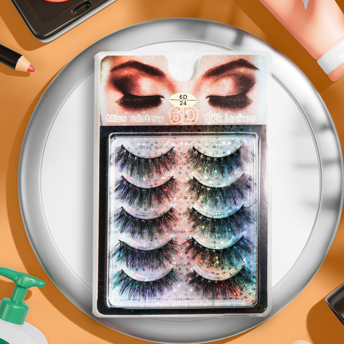 6 Pares de Pestañas, Miss Mistery, 6D Silk Lashes