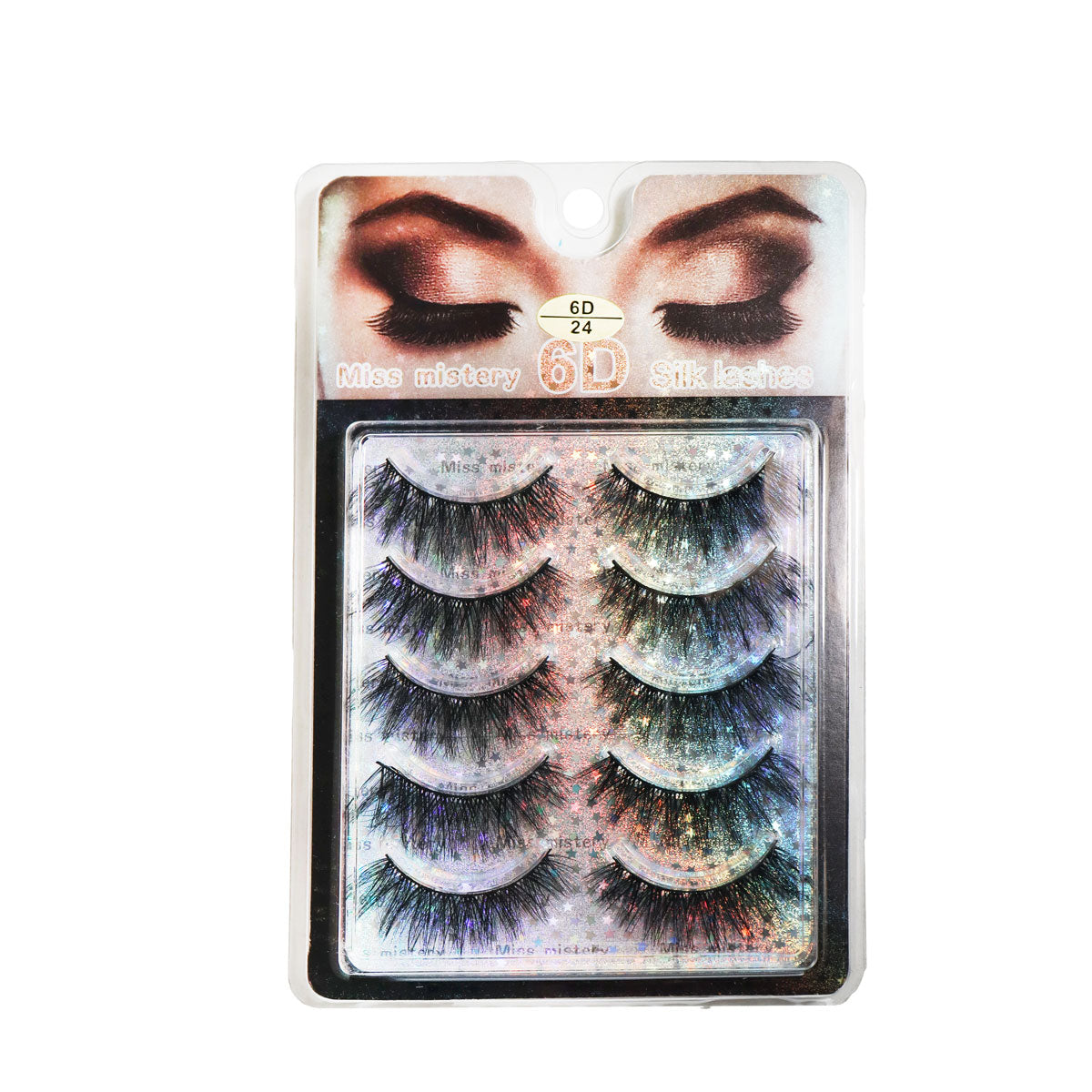 6 Pares de Pestañas, Miss Mistery, 6D Silk Lashes
