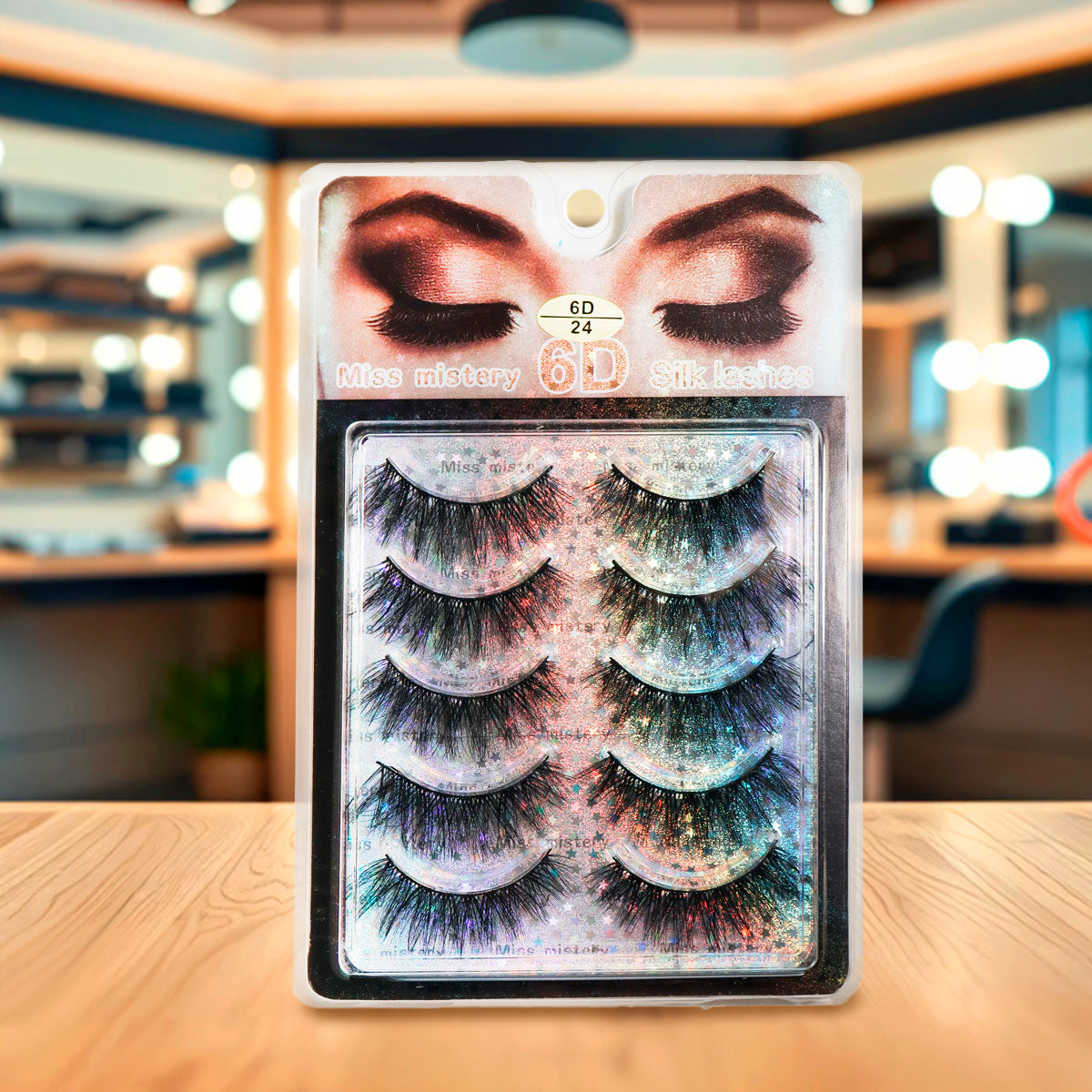 6 Pares de Pestañas, Miss Mistery, 6D Silk Lashes