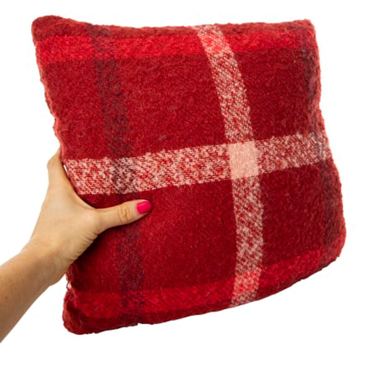 Cojín con Diseño Cuadros, Color Rojo