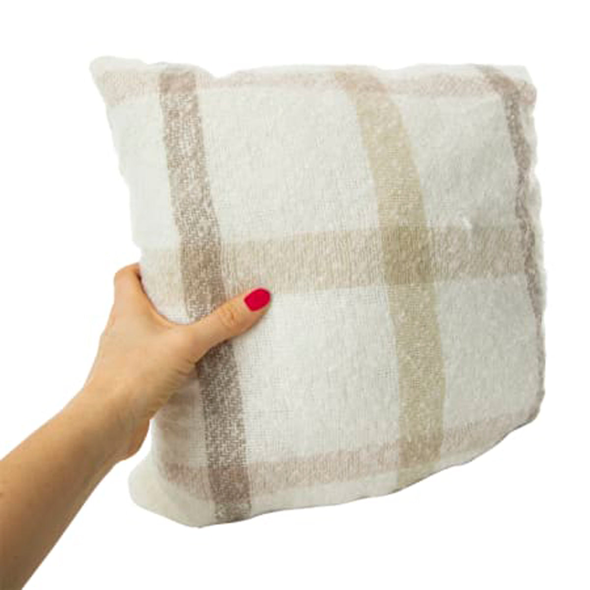 Cojín con Diseño Cuadros, Color Beige