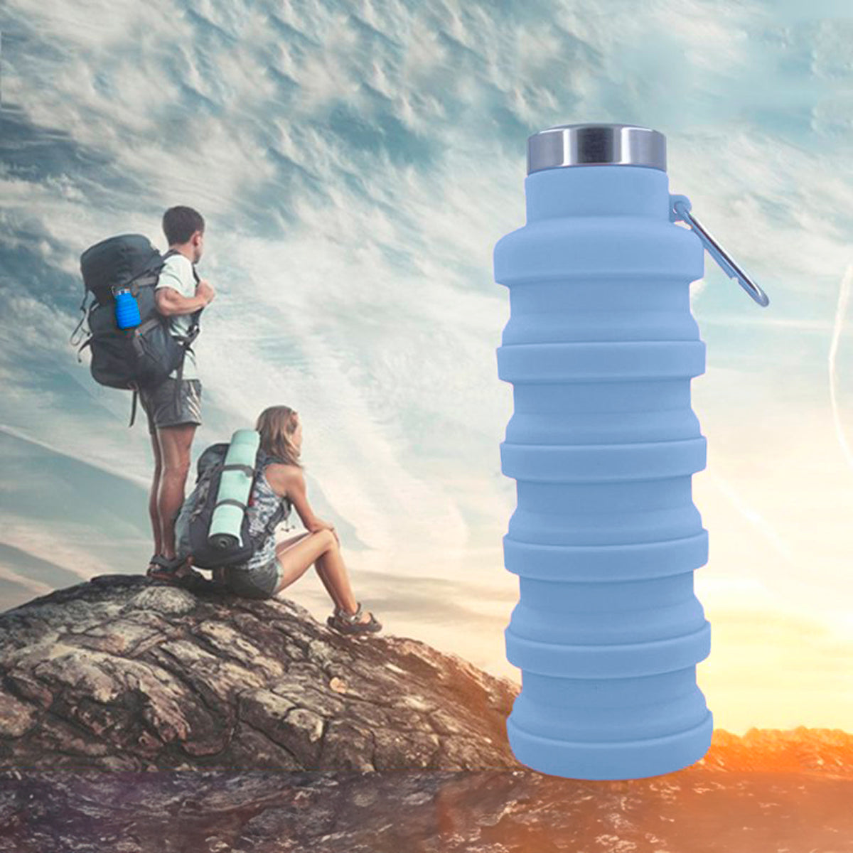 Botella de Agua Plegable, Color Azul
