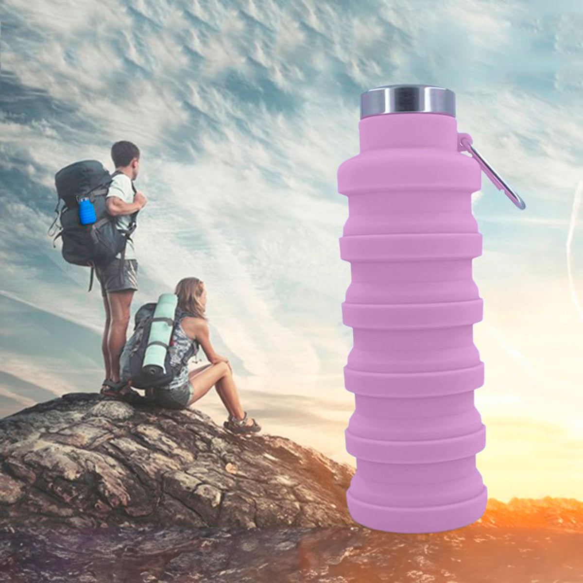 Botella de Agua Plegable, Color Púrpura