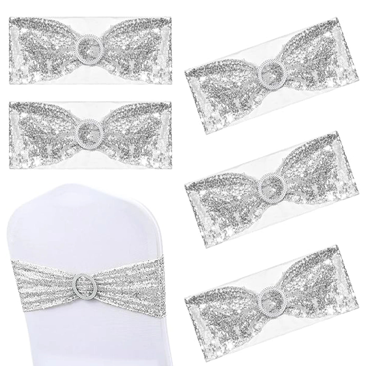 Bandas de Lentejuelas para Silla Decorativas, 4 pzas