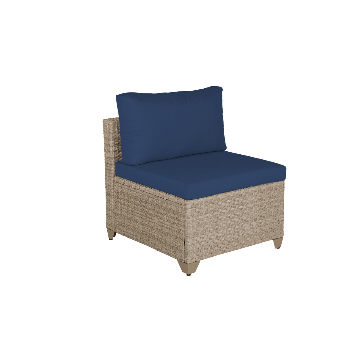 Sofá sin Brazos para Exteriores en Mimbre Envejecido con Cojines