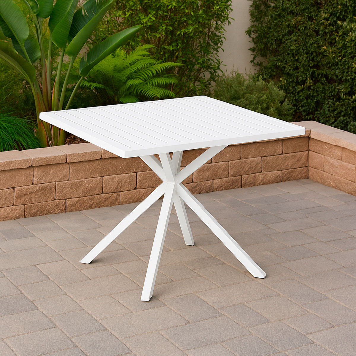 Mesa de Comedor de Patio Cuadrada para 4 Personas, Color Blanco, Threshold
