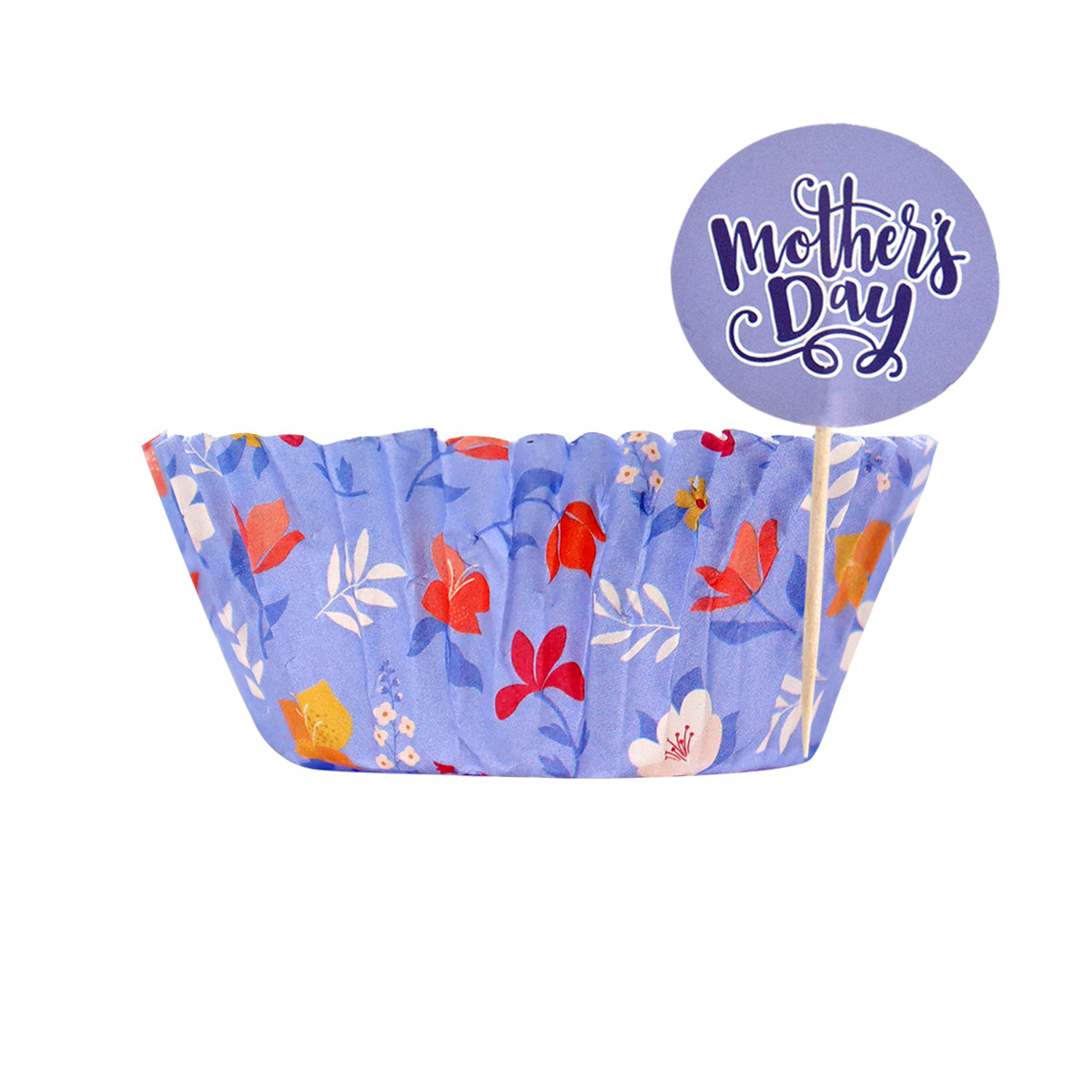Set de Capacillos Diseño Flores con Toppers para Cupcakes, "Mother's Day"