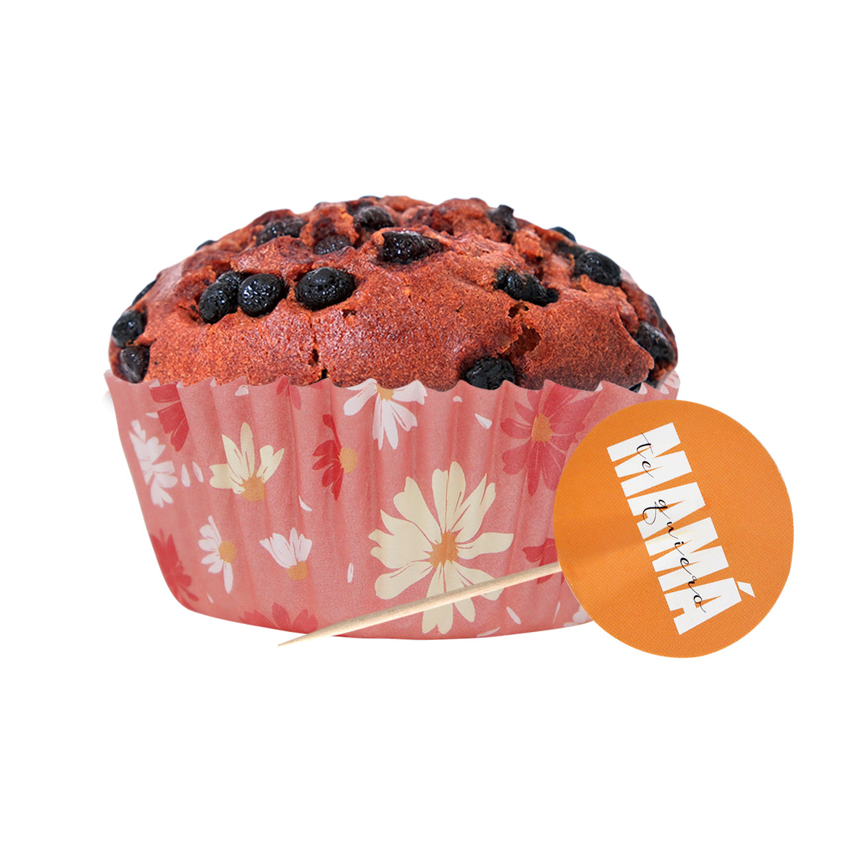 Set de Capacillos Diseño Flores con Toppers para Cupcakes, "MAMÁ te quiero"