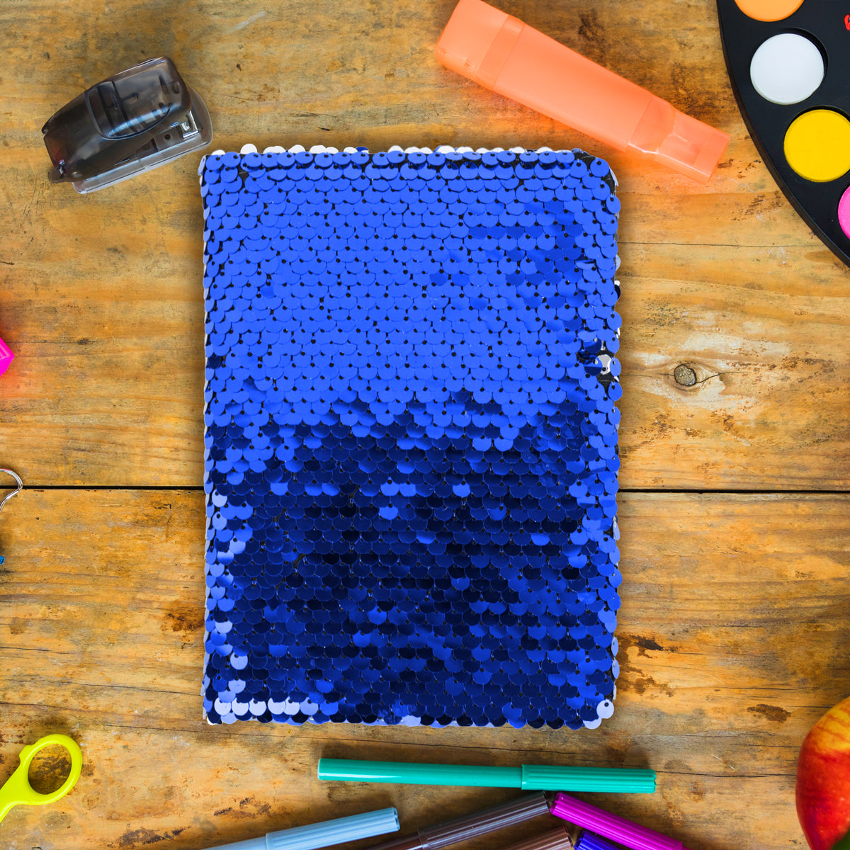 Cuaderno Lentejuelas, Doble Vista, Color Azul