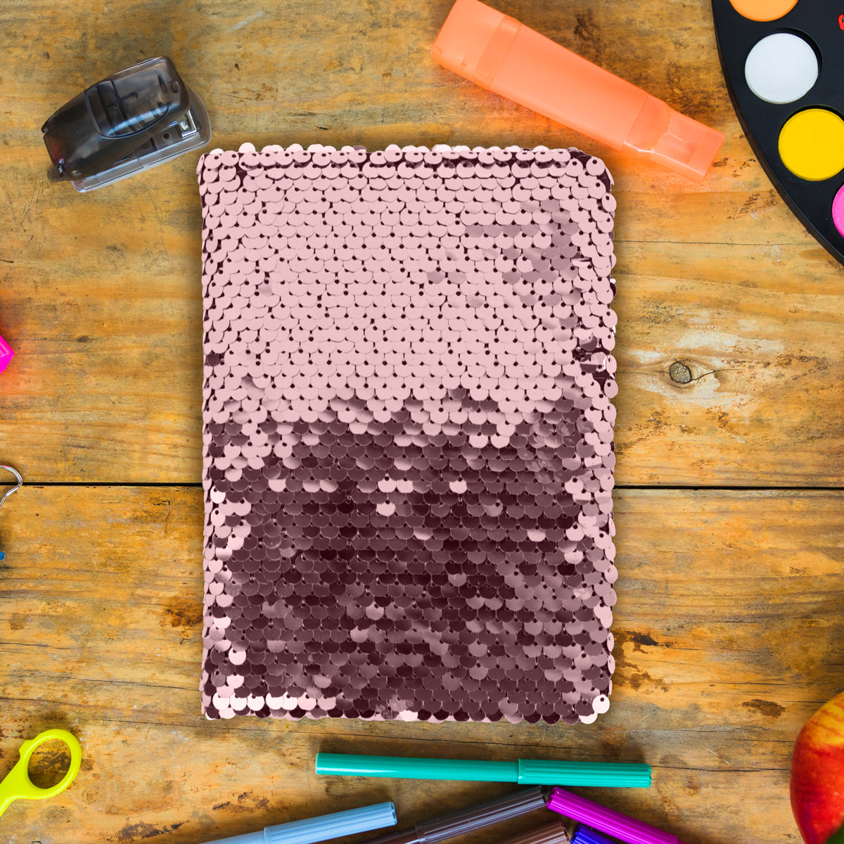 Cuaderno Lentejuelas, Doble Vista, Color Rosa