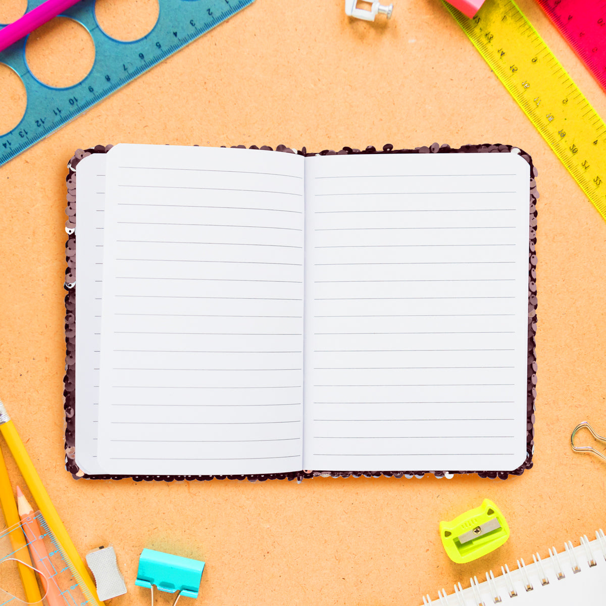 Cuaderno Lentejuelas, Doble Vista, Color Rosa