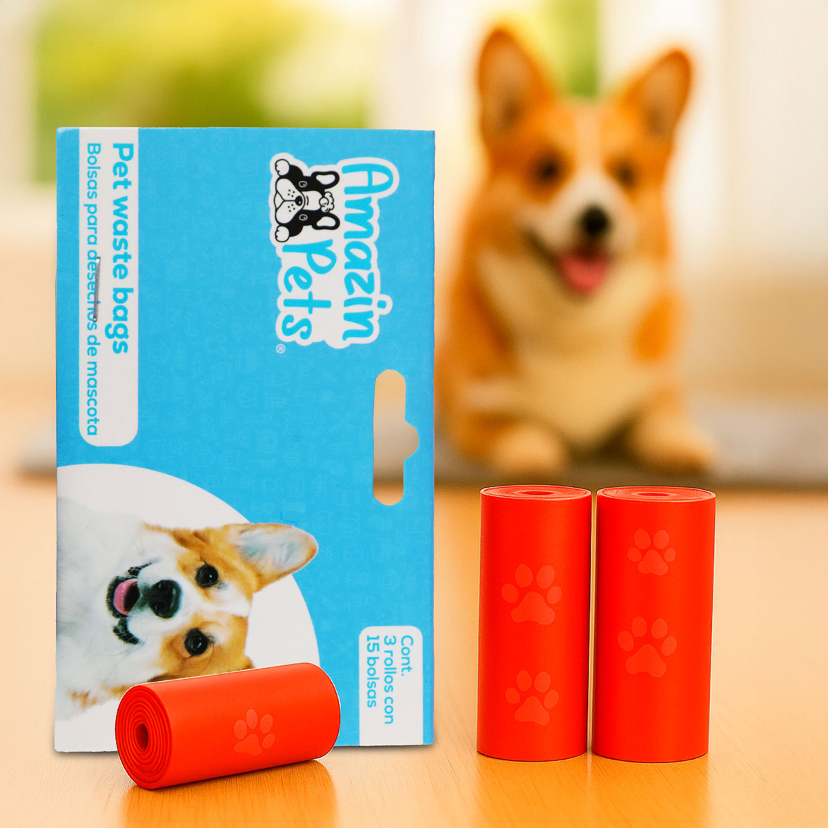 Bolsas para Desechos de Perros, Color Rojo, 3 Rollos