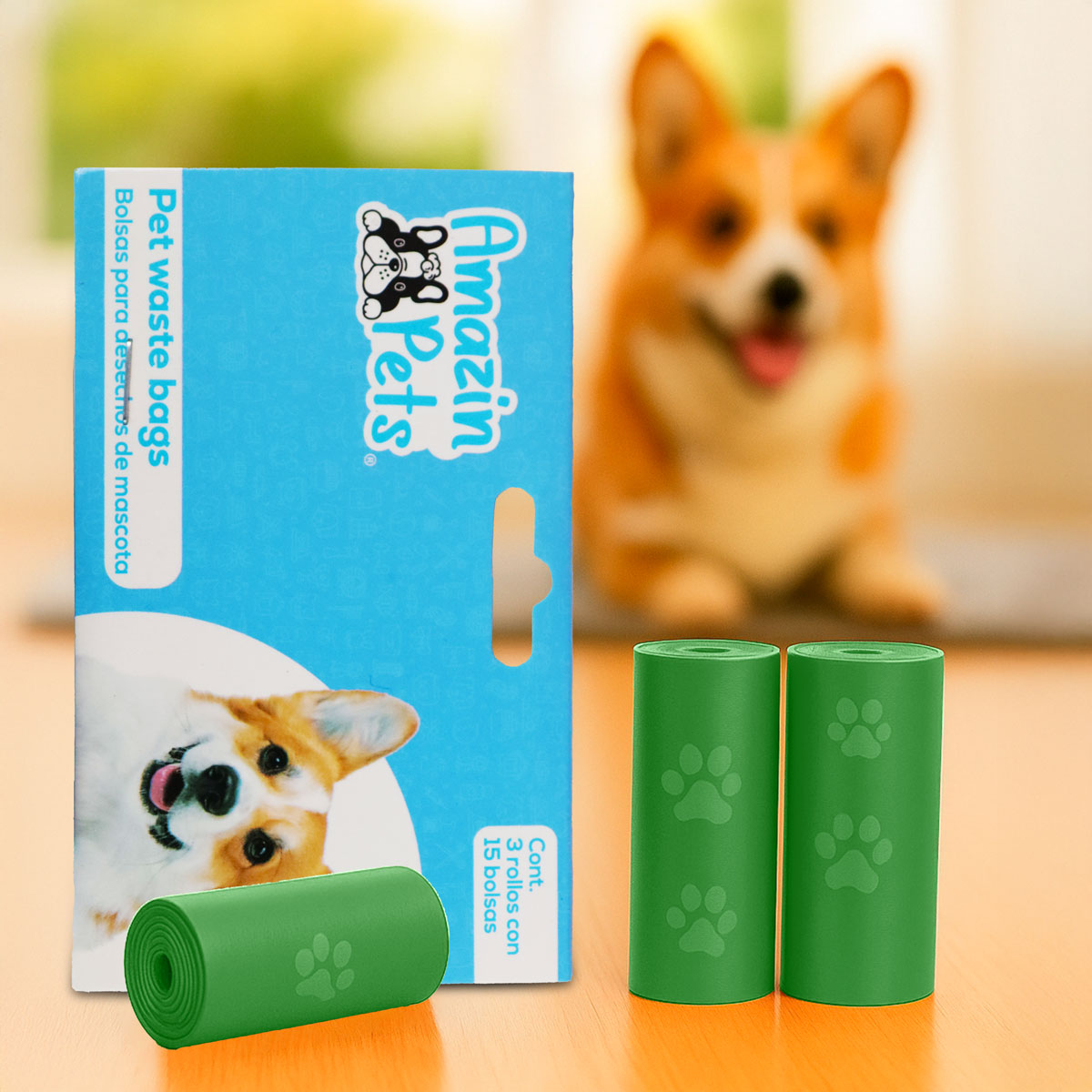 Bolsas para Desechos de Perros, Color Verde, 3 Rollos