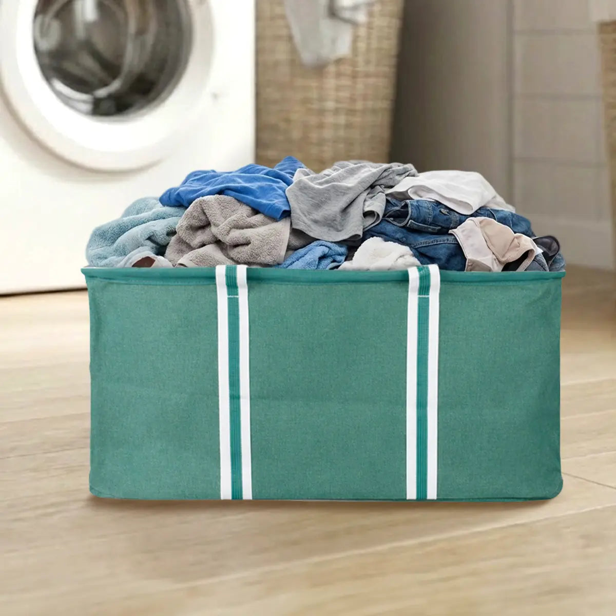 Cesto para Almacenamiento de Tela, Color Verde