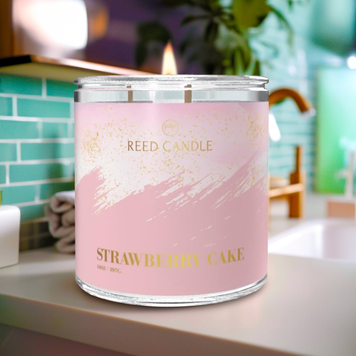Vela Aromática Misti Reed Candle, Strawberry Cake, 397 g