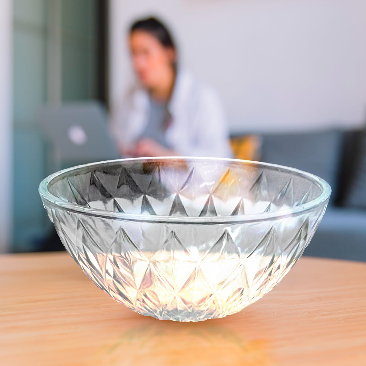 Tazón de Vidrio con Patrón de Rombo, 300ml