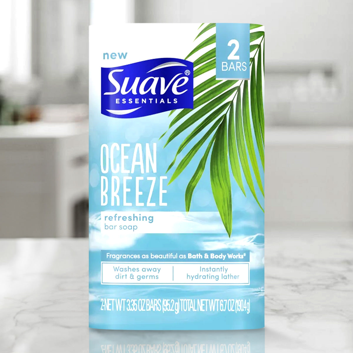 Jabón, Brisa de Océano, Suave Essentials, 2 Barras