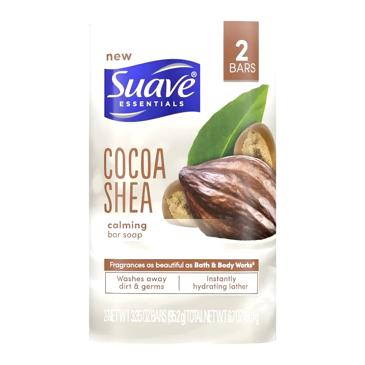 Jabón Calmante de Cacao y Karité, Suave Essentials, 2 Barras