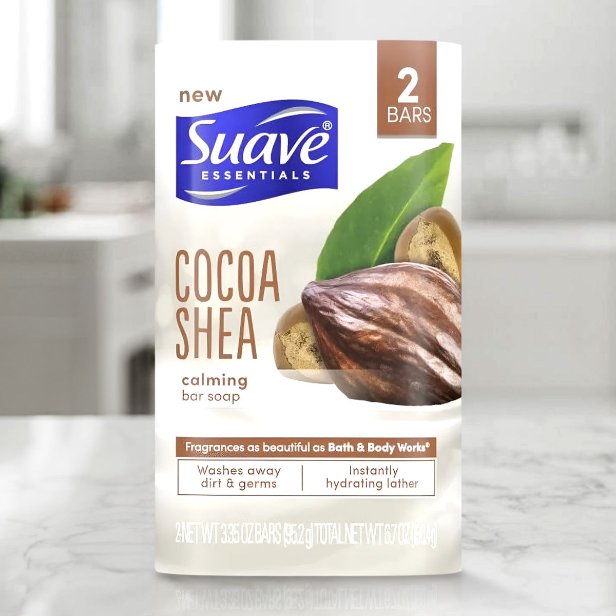 Jabón Calmante de Cacao y Karité, Suave Essentials, 2 Barras