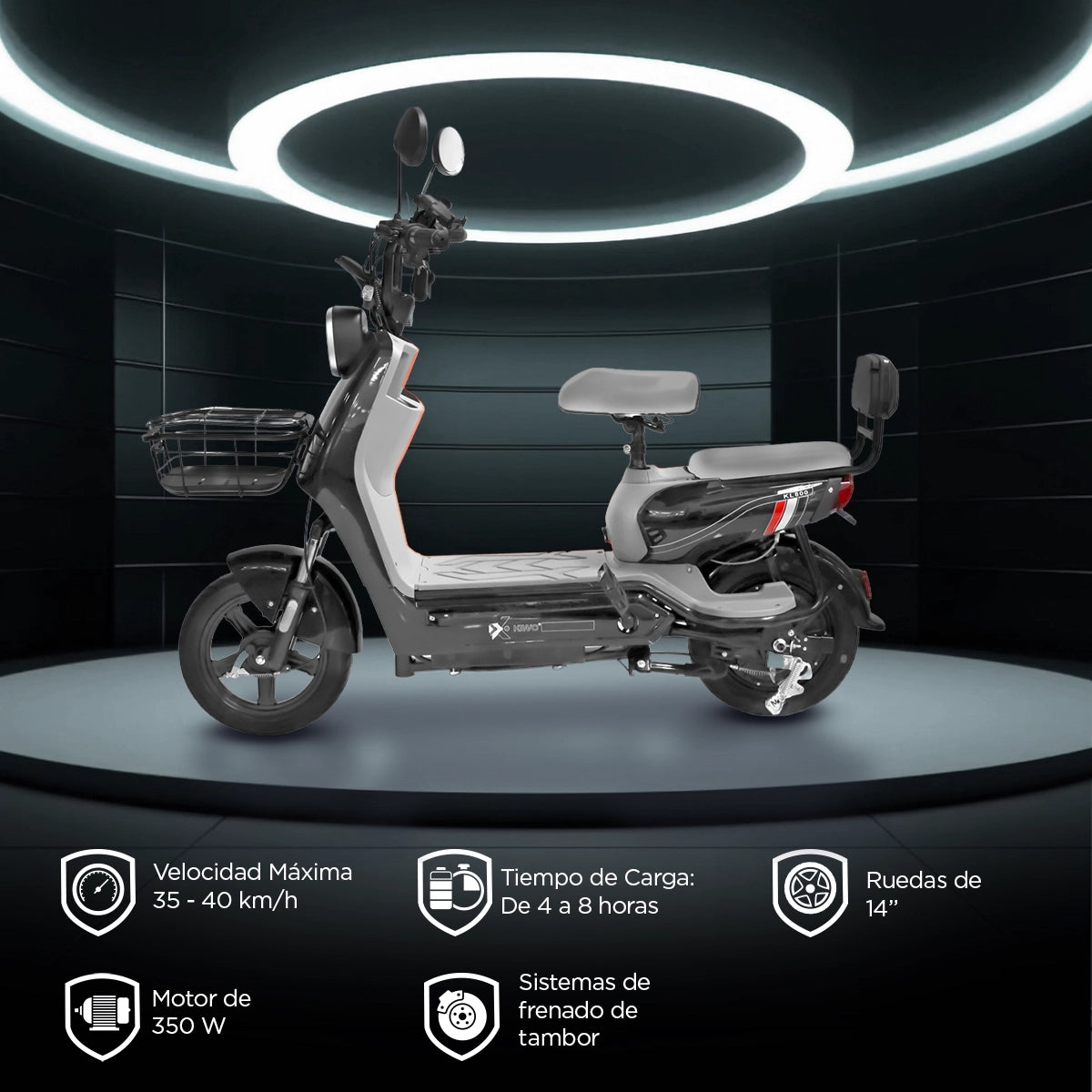 Bicicleta Eléctrica Negro con Gris Kiwo KL 800