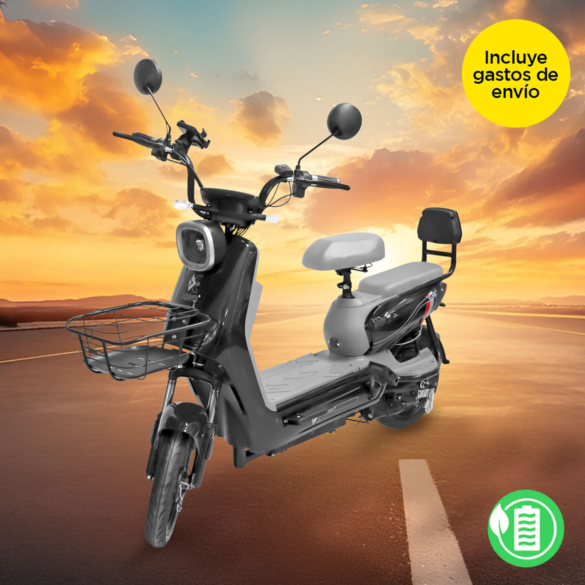 Bicicleta Eléctrica Negro con Gris Kiwo KL 800