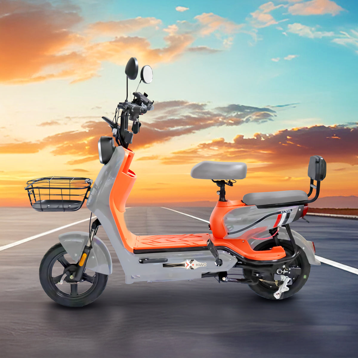 Bicicleta Eléctrica Gris con Naranja Kiwo KL 800