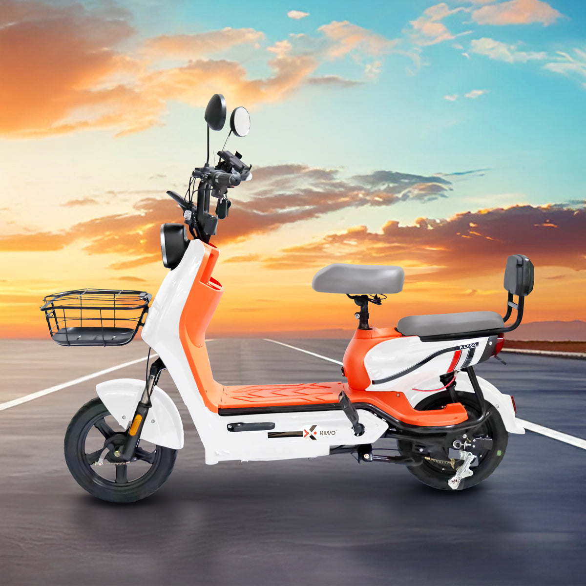 Bicicleta Eléctrica Blanco con Naranja Kiwo KL 800