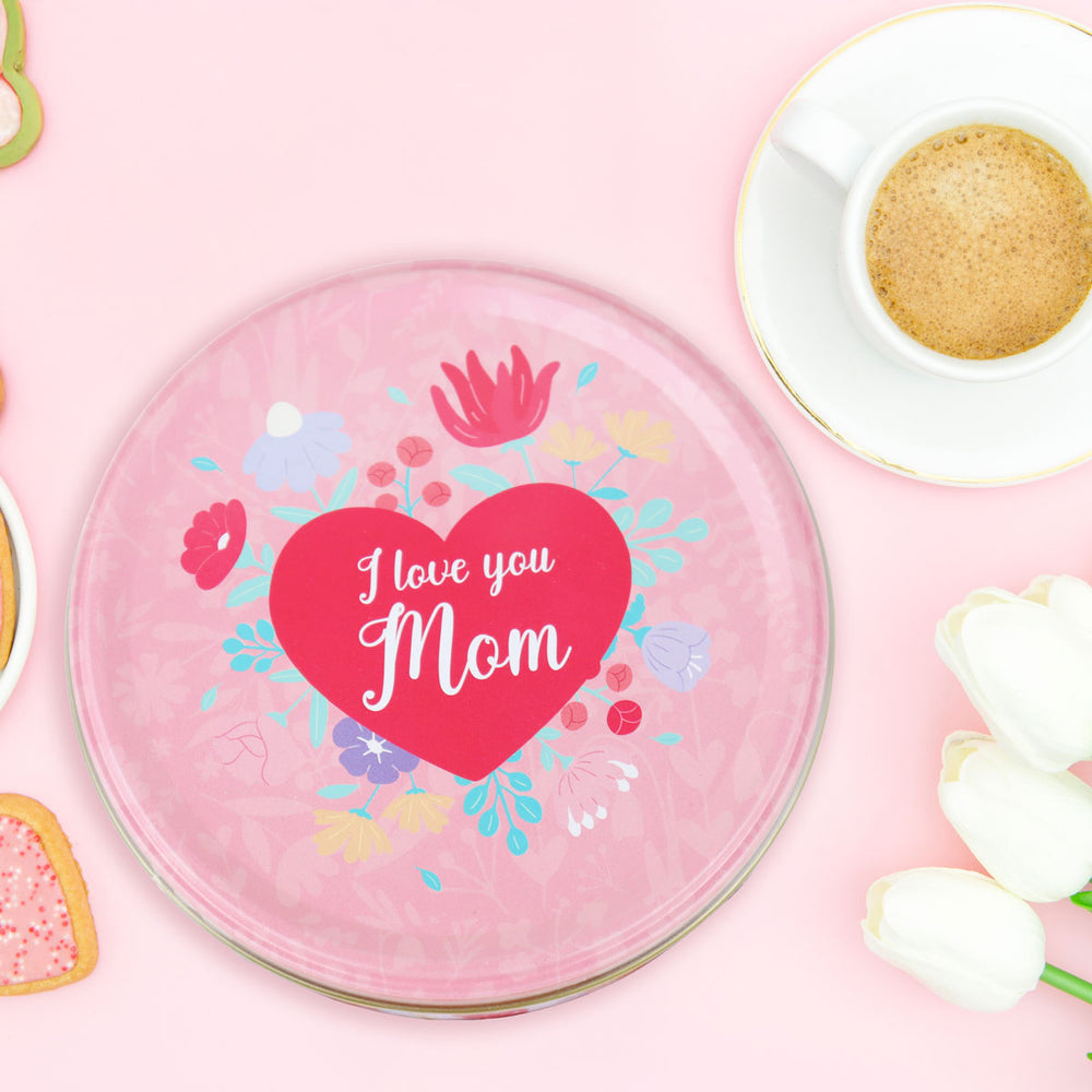 Caja de Galletas de Mantequilla "I Love You Mom" Color Rosa, 115 gr
