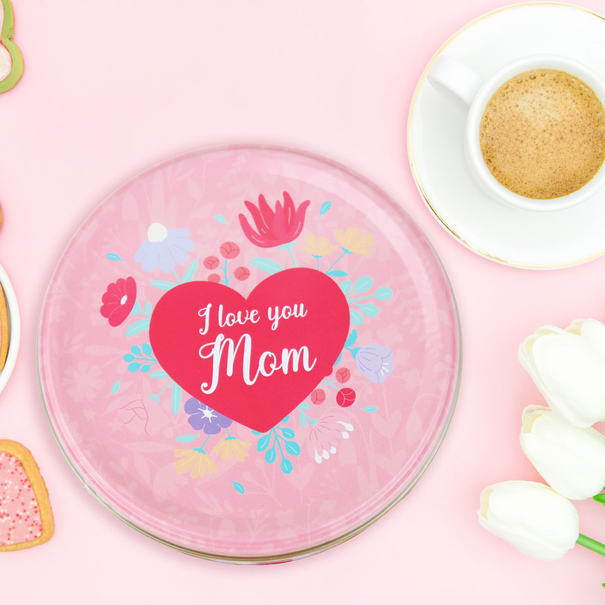 Caja de Galletas de Mantequilla "I Love You Mom" Color Rosa, 115 gr