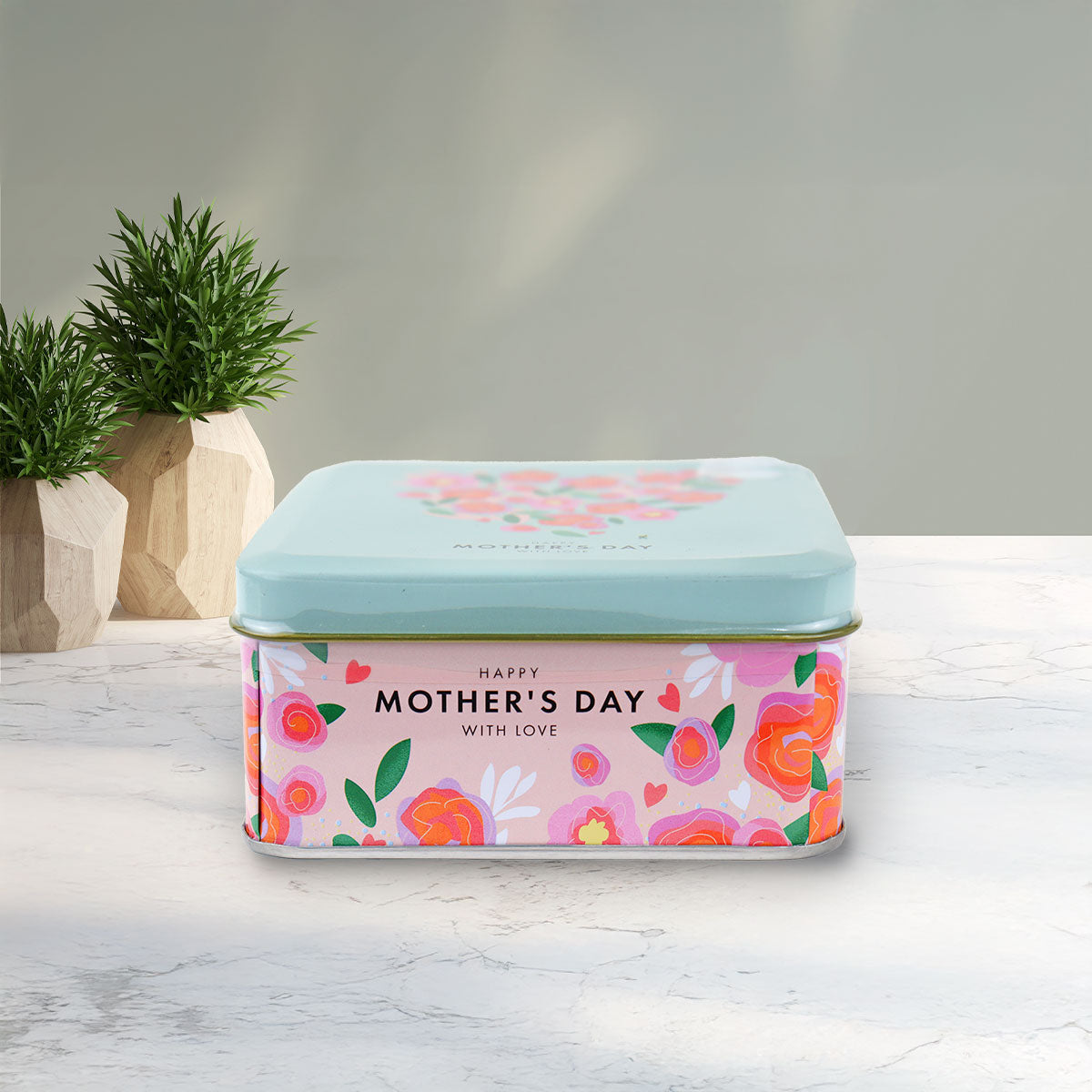 Lata de Metal con Tapa de Galletas, "Happy Mother's Day"