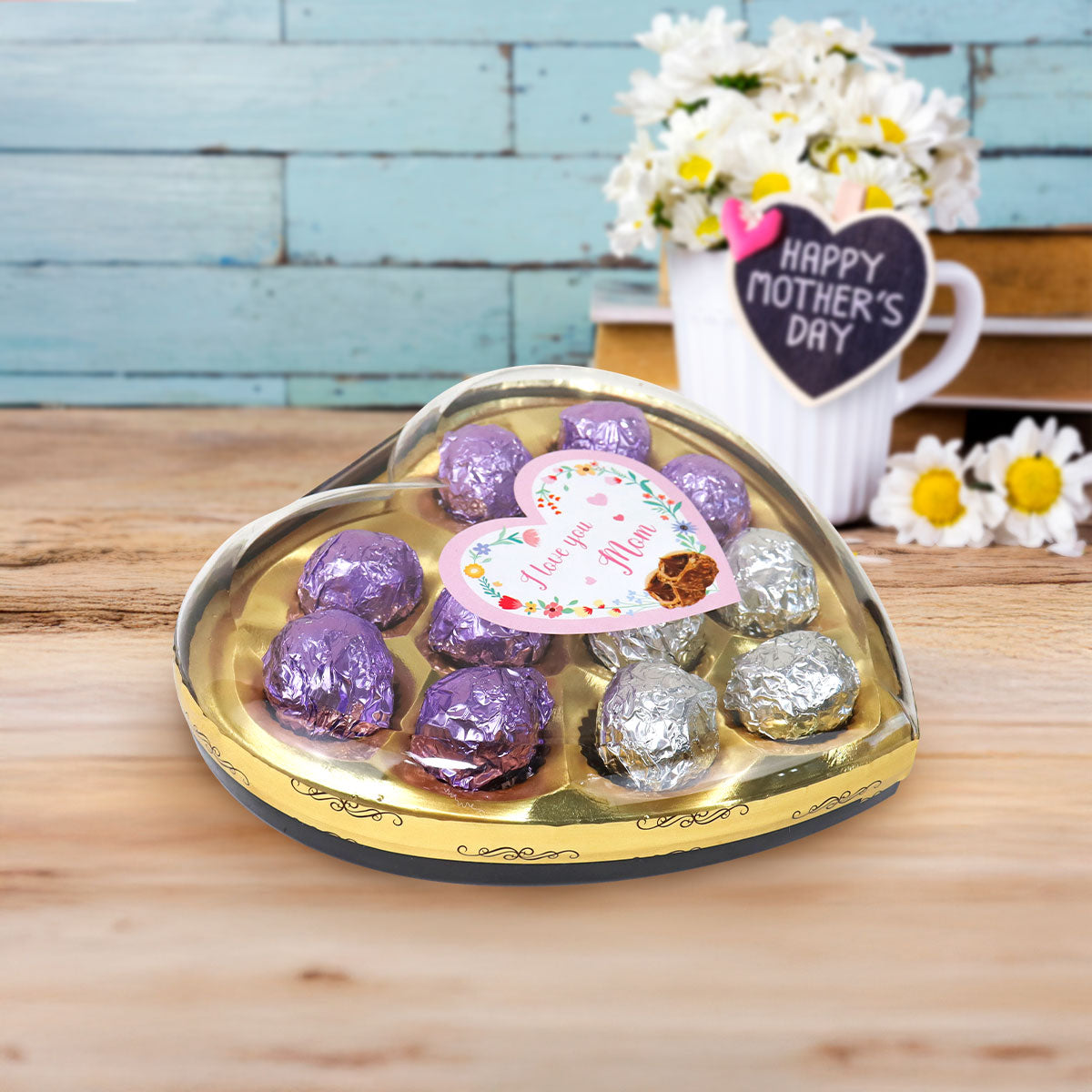 Caja de Chocolates en Forma Corazón "I love you Mom", 132 gr