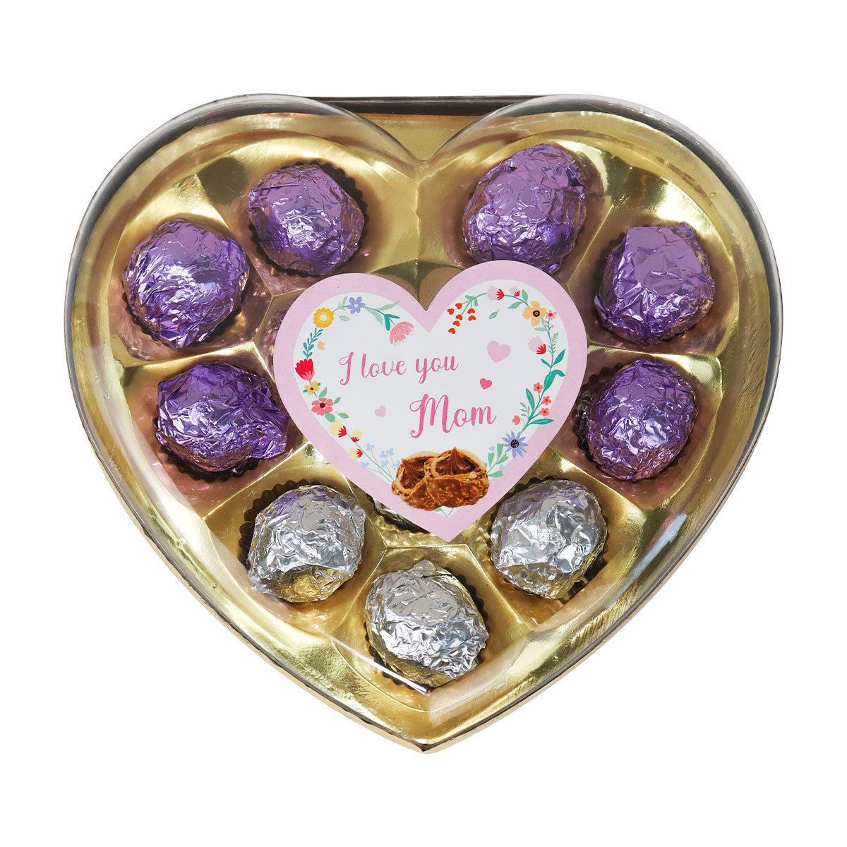 Caja de Chocolates en Forma Corazón "I love you Mom", 132 gr