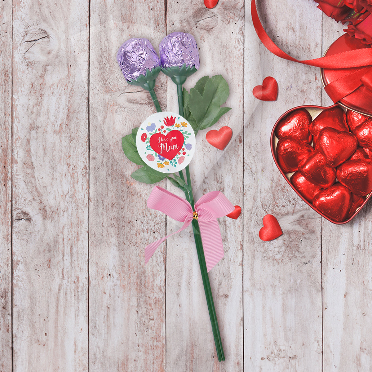 Rosas de Chocolate "I love you Mom" 2 pzas