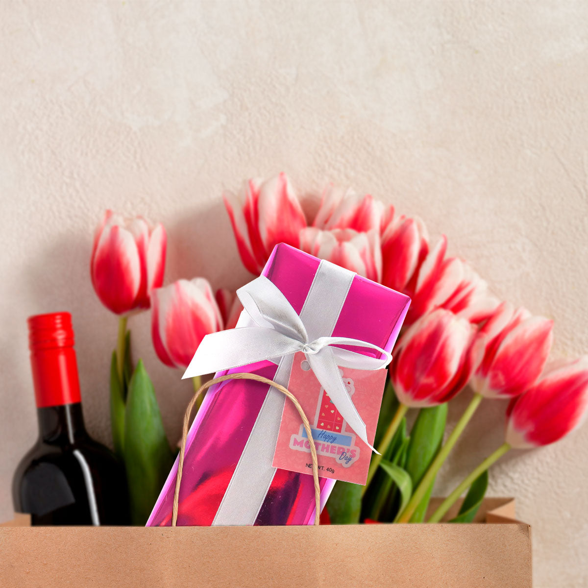 Paquete de 4 Chocolates, Día de las Madres, Color Fucsia