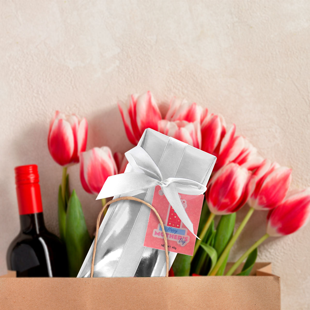 Paquete de 4 Chocolates, Día de las Madres, Color Plata