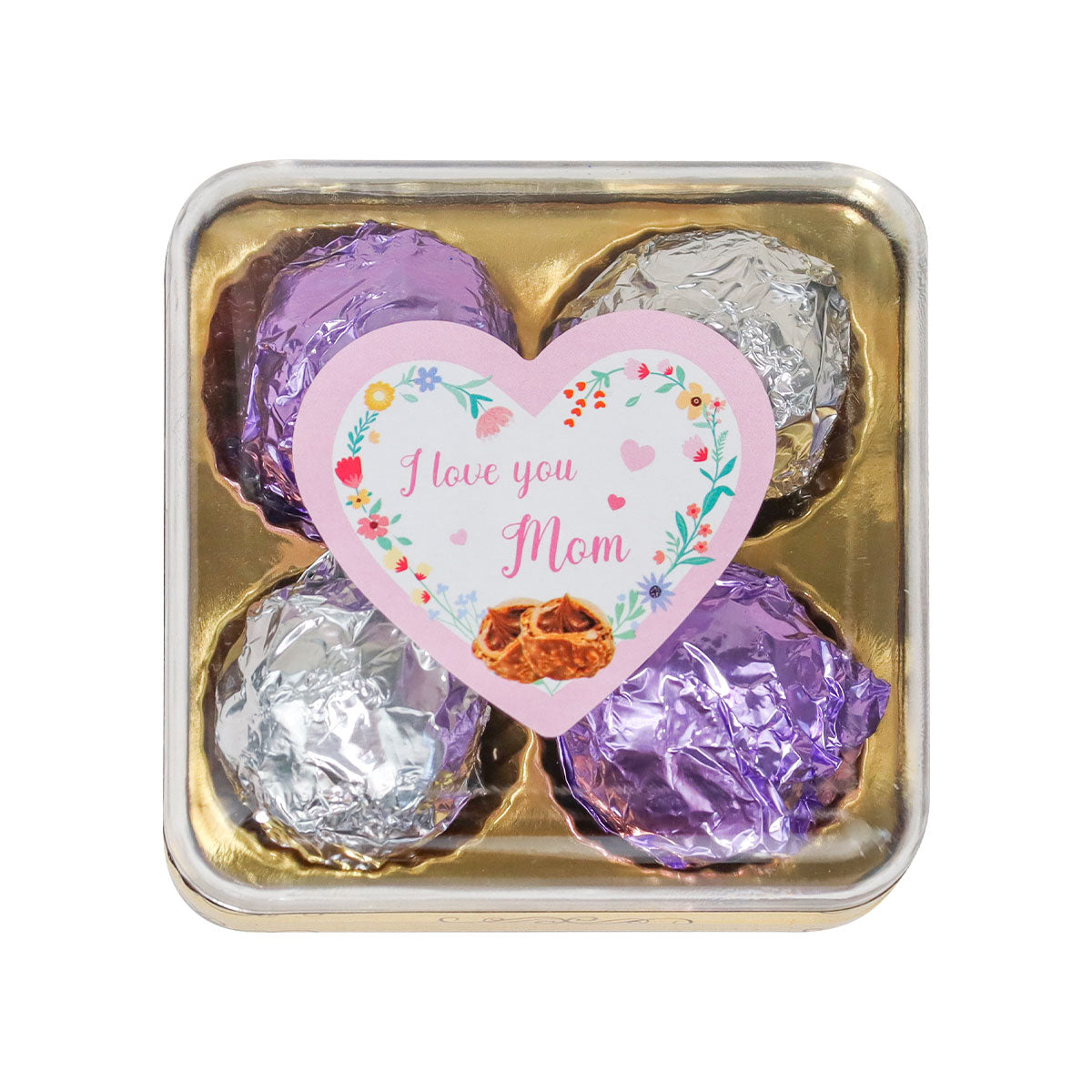 Caja de Trufas de Chocolate "I love you Mom", 4 pzas