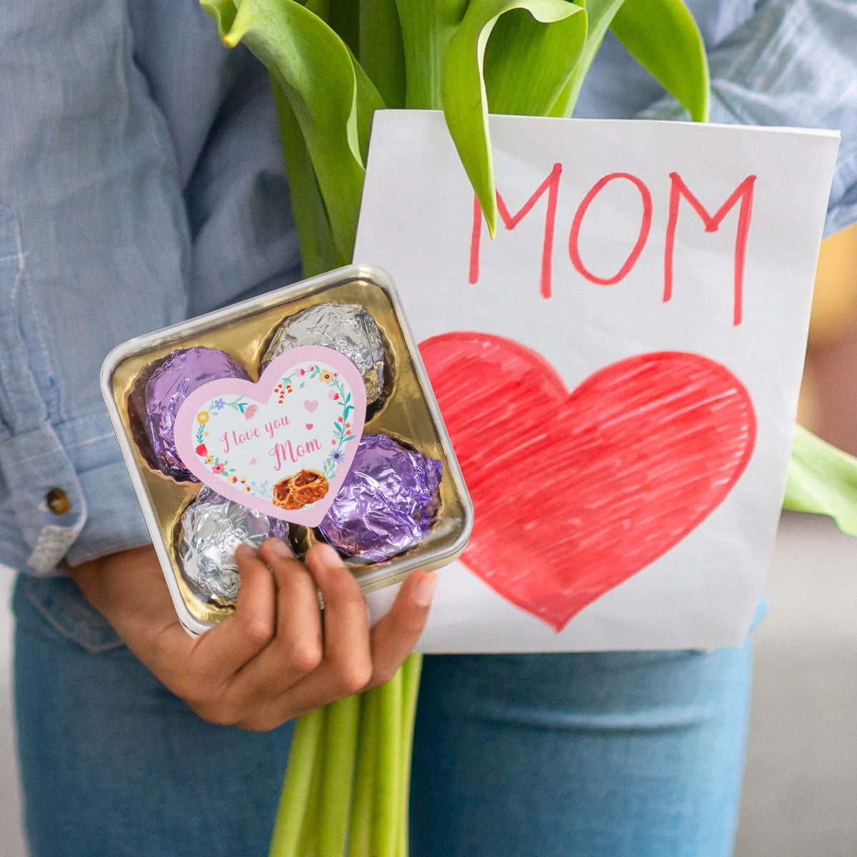 Caja de Trufas de Chocolate "I love you Mom", 4 pzas