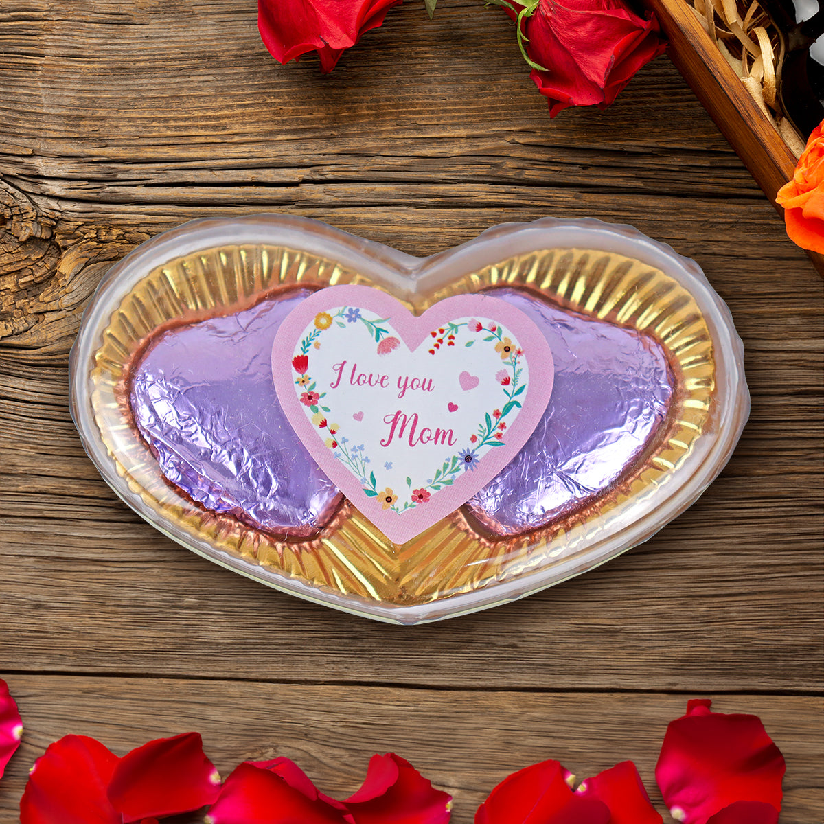 Caja de Chocolates en Forma de Corazón "I love you mom" 2 pzas