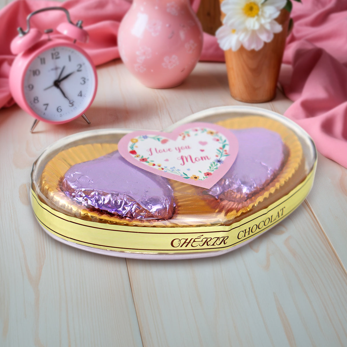 Caja de Chocolates en Forma de Corazón "I love you mom" 2 pzas