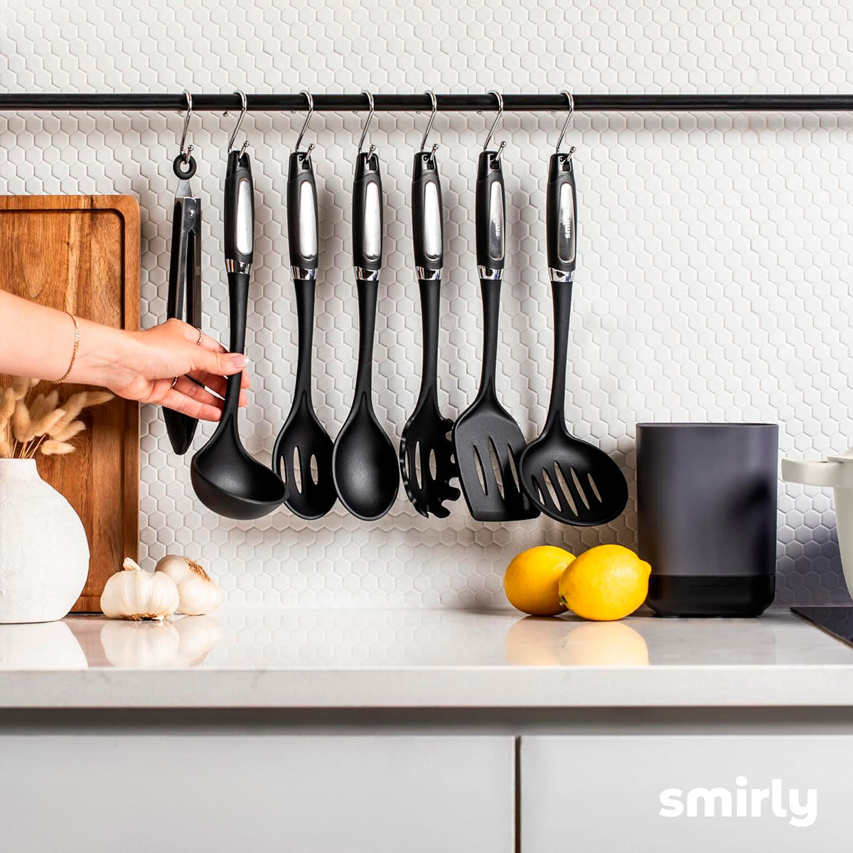 Juego de Utensilios de Cocina de Silicona con Soporte, Smirly