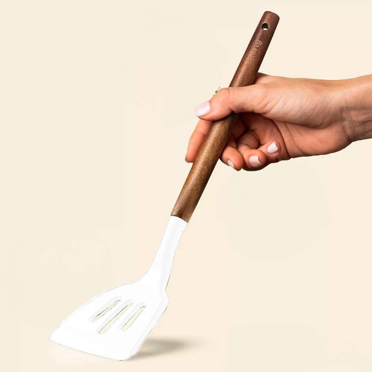 Juego de Utensilios de Cocina de Silicona con Soporte, Smirly, Color Blanco