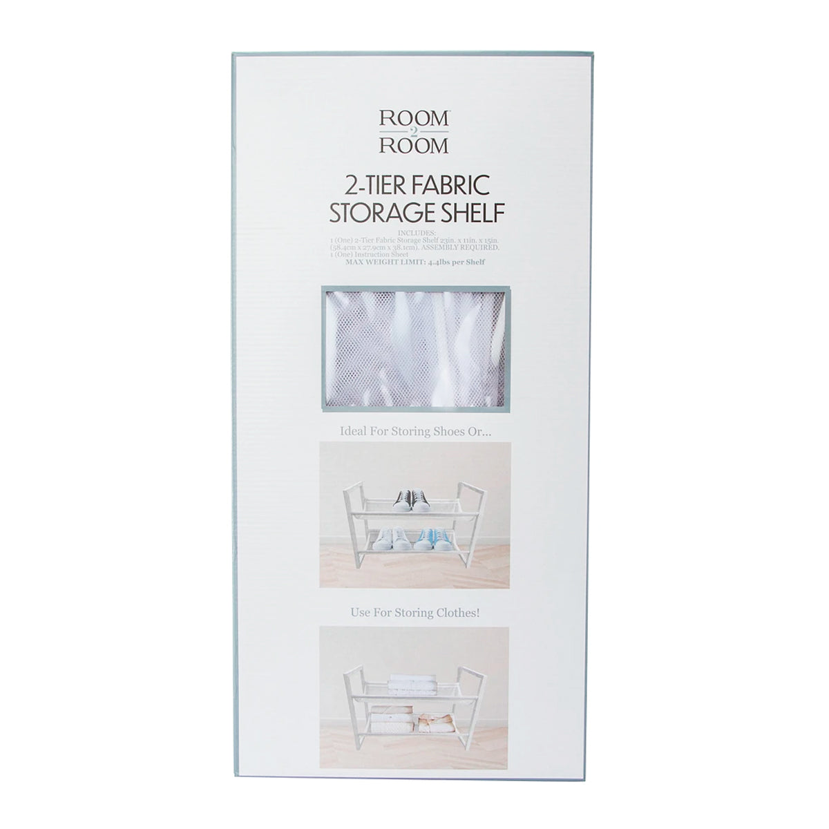 Estante de Almacenamiento de Tela de 2 Niveles, Room2Room, Color Blanco