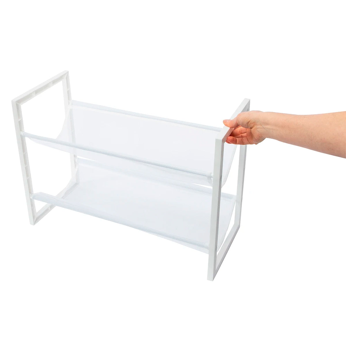 Estante de Almacenamiento de Tela de 2 Niveles, Room2Room, Color Blanco